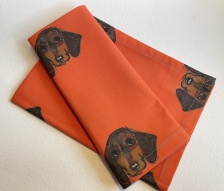 Warm Orange Dacshund Tea Towel by Dees